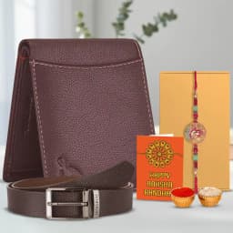 Rakhi Delight Ganesha Rakhi with Leather Wallet n Belt 1