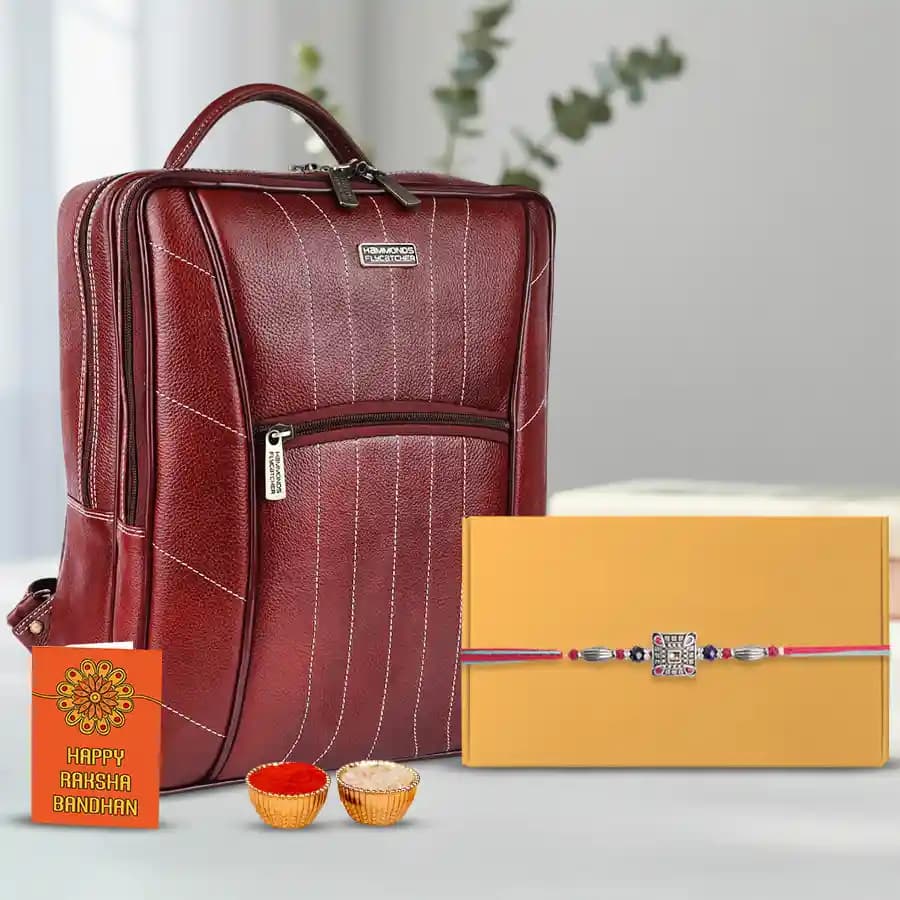 Raksha Bandhan Luxury Kundan Rakhi N Laptop Backpack