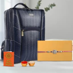 Sophisticated Rakhi N Leather Laptop Backpack Gift 1