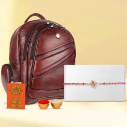 Fashionable Kundan Rakhi and Laptop Backpack Set 1