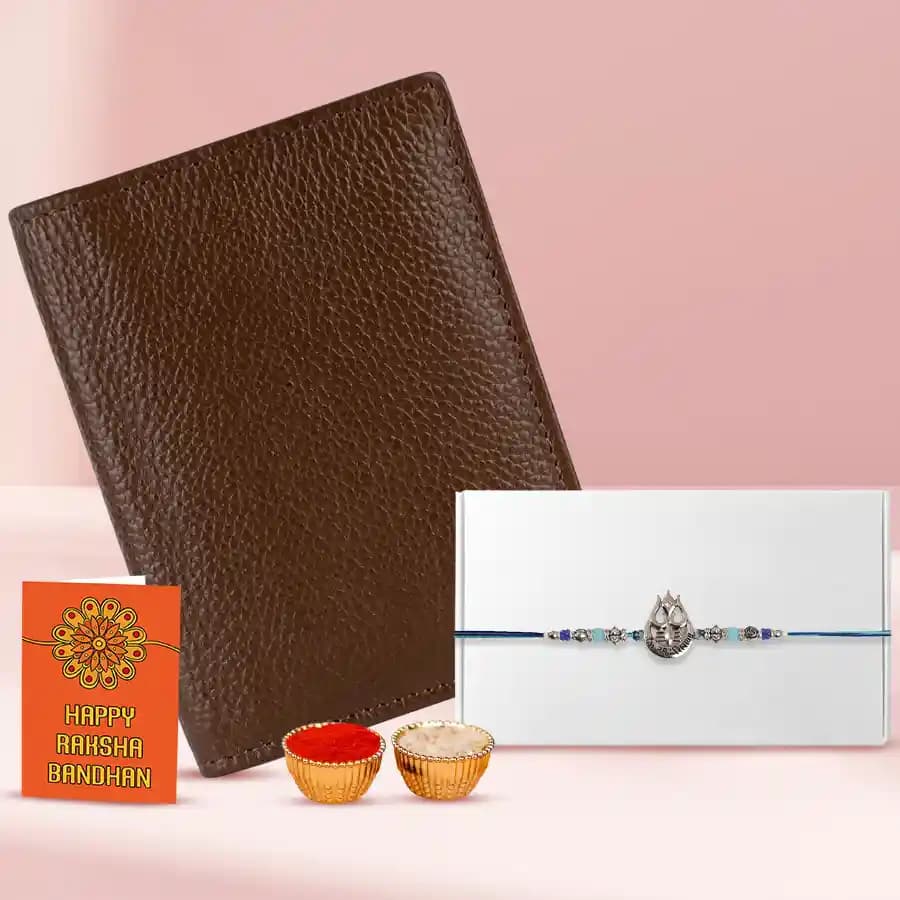 Auspicios Shiva Rakhi N Passport Holder Set