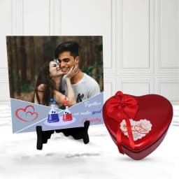 Elegant Personalized Photo Tile with Heart Shape Hand Made Chocolates 1