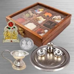 Exclusive Reusable Wooden Box of Puja Accessories for Religious Moms 1