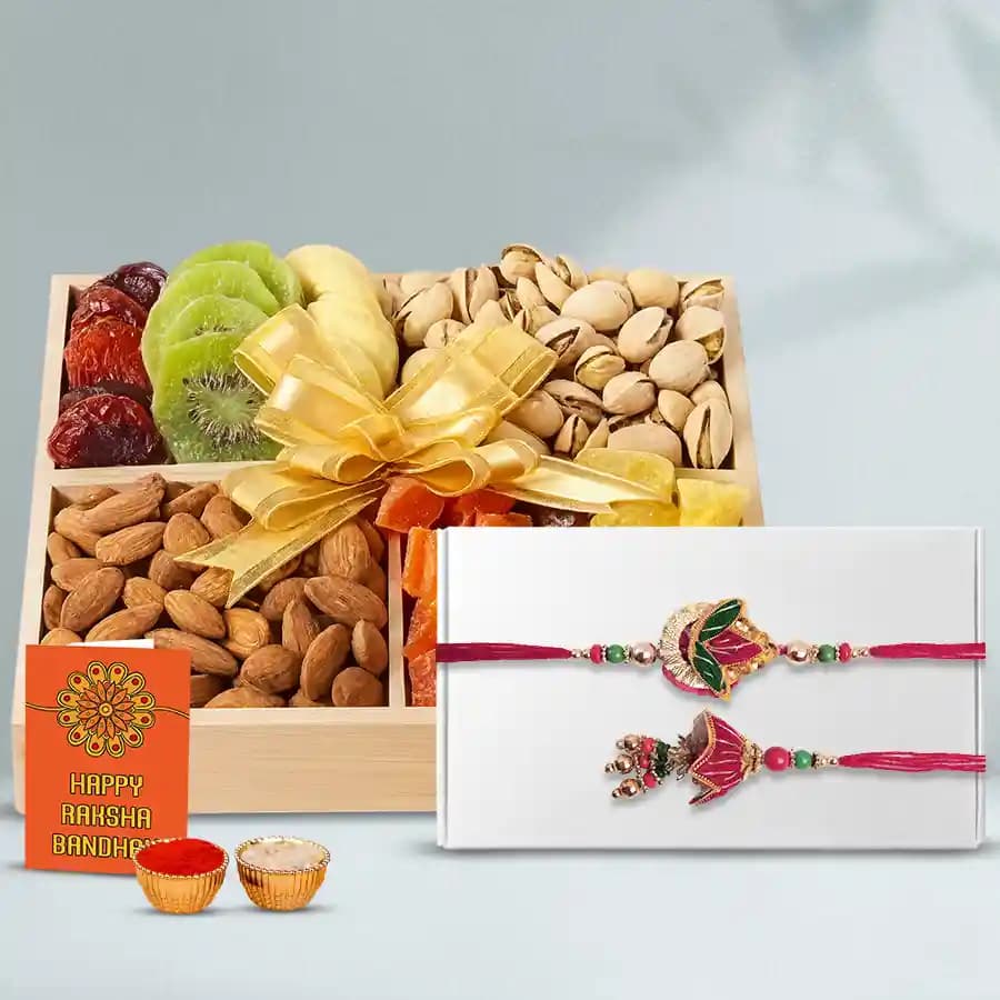 Cool Bhaiya Bhabhi Rakhi Set with Assorted Dry Fruits