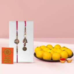 Elegant Bhaiya Bhabhi Rakhi N Haldiram Raj Bhog Free Roli Tika N Card 1