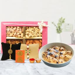 Tasty Balaram Mullicks Rasgulla with Assorted Dry Fruits N Classy Rakhi Pair 1
