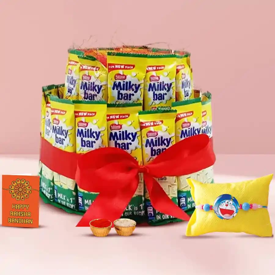 Doremon Rakhi with 2 Tier Nestle Milky Bar