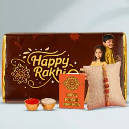 Personalized Chocolaty Binge with Rudraksha Rakhi 1