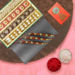 Rudrakhsha Rakhi n Sweets Combo 1