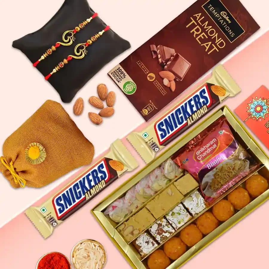 Sweets Solitaire N Auspicious Rakhi Combo