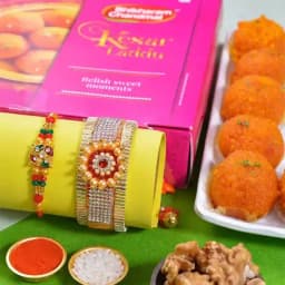 Kundan Couple Rakhi Gift Combo 1
