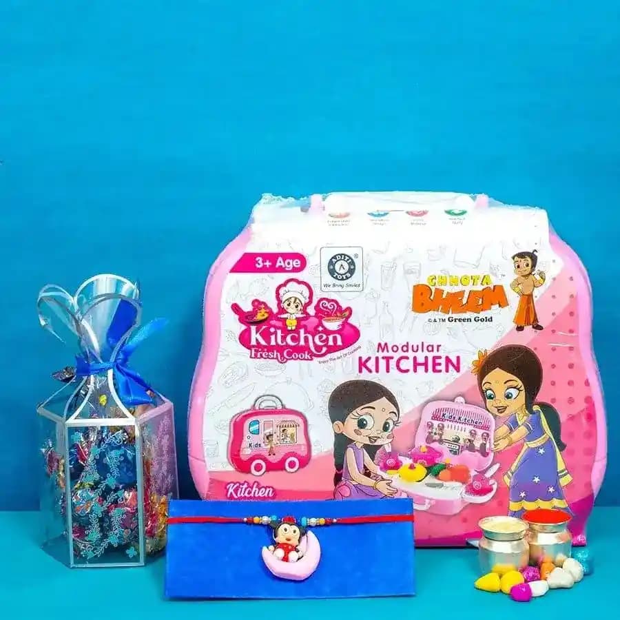 Beautiful Kitchen Set with Mickey Rakhi