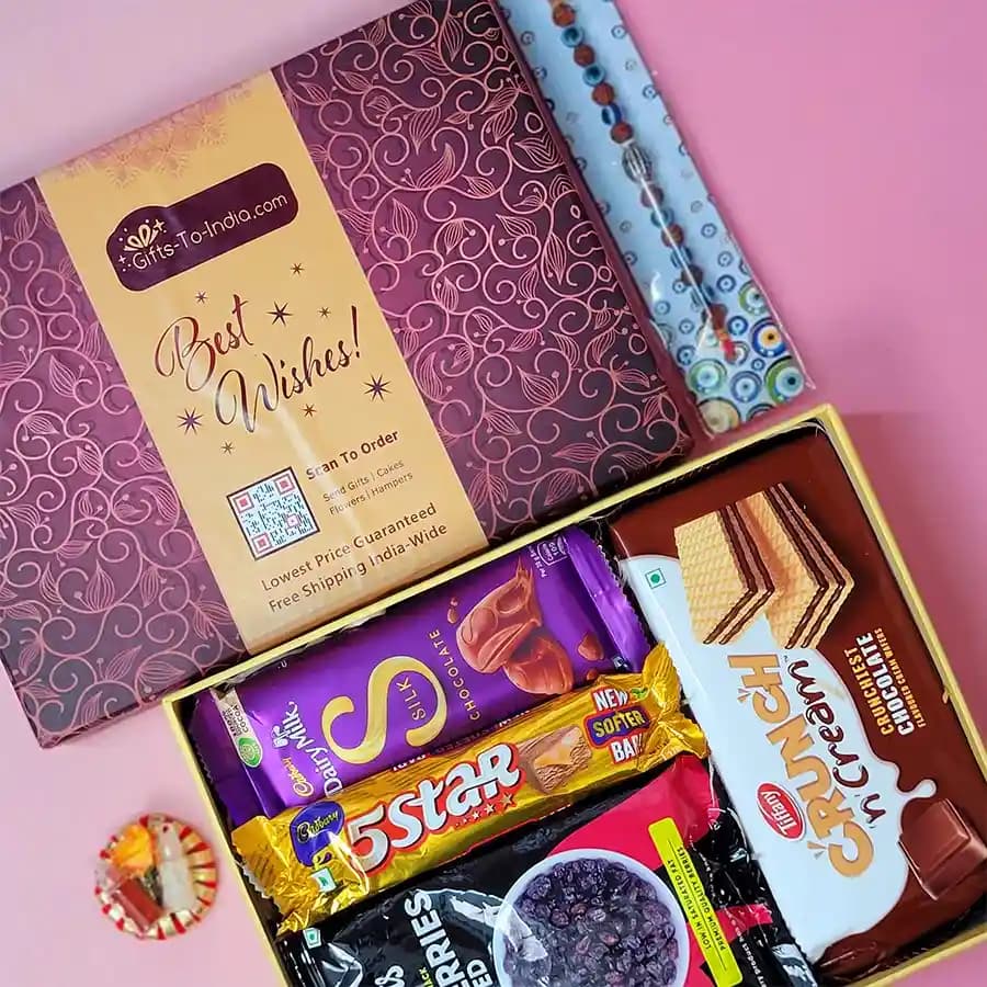 Rakhi with Chocolates n Dry Fruits Combo Box