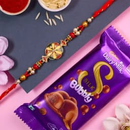 Graceful Kundan Rakhi N Silk Bubbly Combo 1