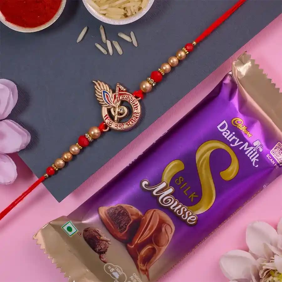 Graceful Krishna Rakhi N Cadbury Silk Mousse Combo