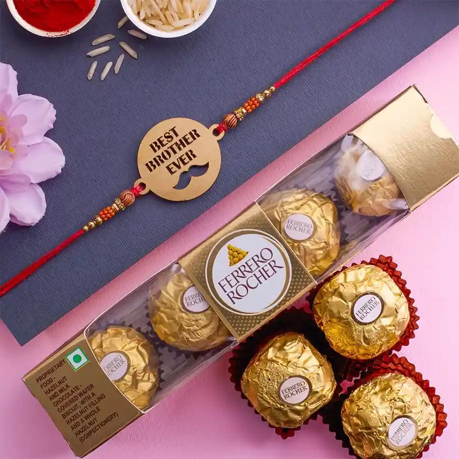 Premium Best Brother Rakhi N Ferrero Rocher Combo