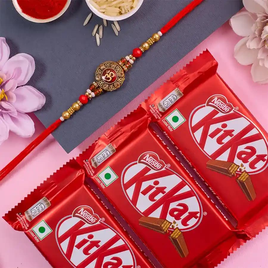 Elegant OM Rakhi N Kitkat Combo