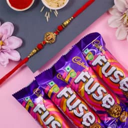 Amazing Kundan Rakhi N Cadbury Fuse Combo 1