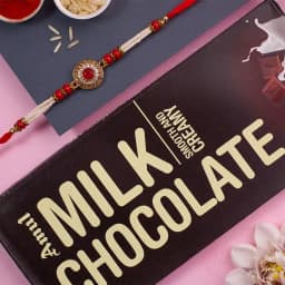 Stunning Kundan Rakhi N Amul Milk Chocolate Combo 1