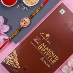 Stylish Ganesh Rakhi N Loyka Almond Brittle Brownie Combo 1