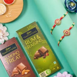 Marvellous Kundan Rakhi N Cadbury Temptation Combo 1