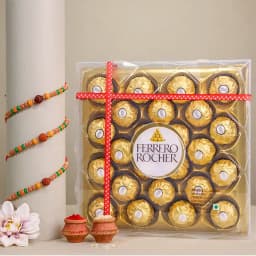 Stunning Rudraksh Rakhi N Ferrero Rocher Combo 1