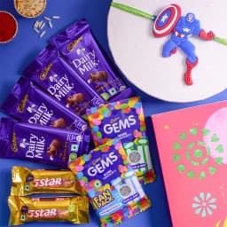 Cheerful Captain America Rakhi N Cadbury Celebrations Combo 1