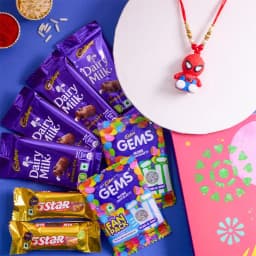 Marvellous Spiderman Rakhi N Cadbury Celebrations Combo 1