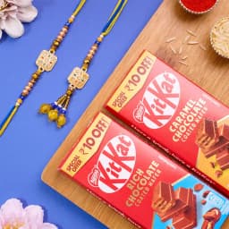 Fancy Kundan Bhai Bhabhi Rakhi N KitKat Combo 1