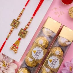 Amazing Kundan Bhai Bhabhi Rakhi N Rocher Combo 1