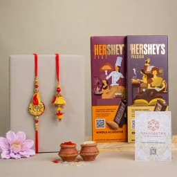 Amazing Zardosi Bhaiya Bhabhi Rakhi N Hersheys Combo 1