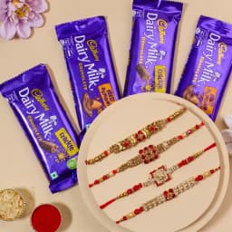 Beautiful AD Rakhi Set N Cadbury Chocolate Combo 1