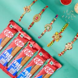 Classic Kundan Rakhi Set N Kitkat Combo 1