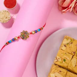 Elegant Kundan Rakhi with Soan Papdi Delight 1