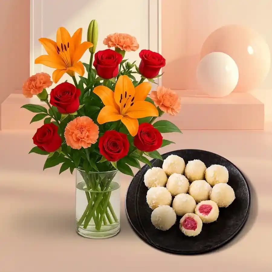 Beautiful Flowers N Khir Kadam Delight