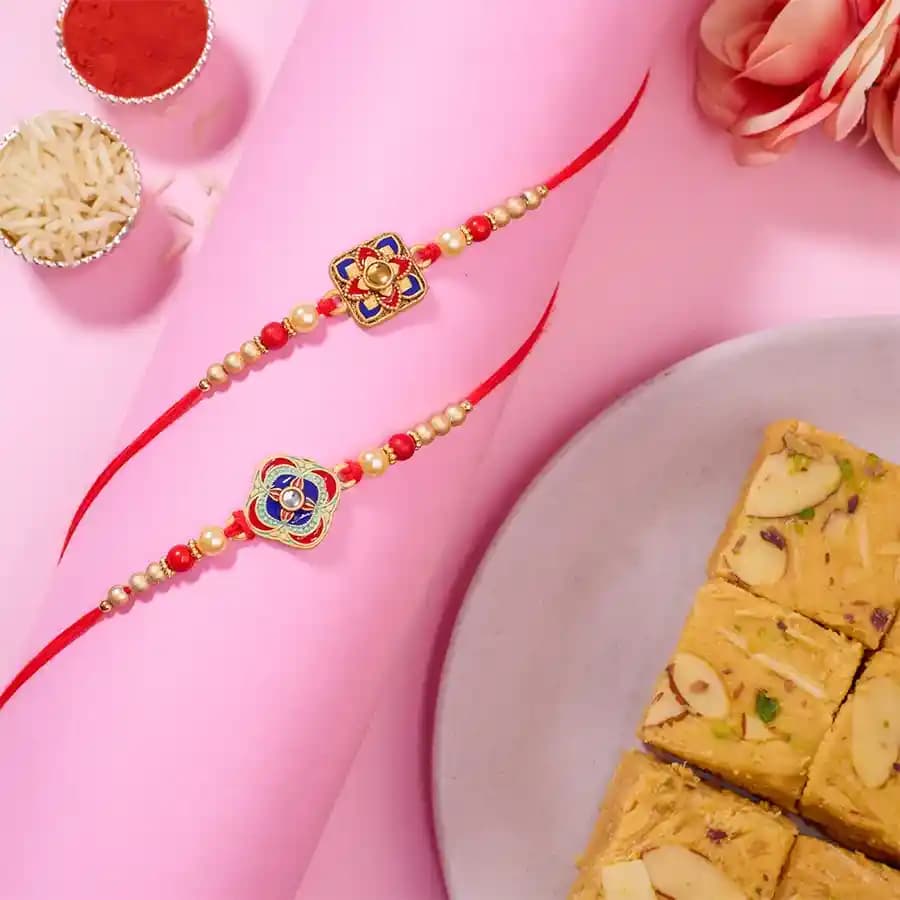 Twin Kundan Rakhis with Festive Treats