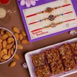 Festive Rakhi with Dodha Barfi N Almond Delight 1