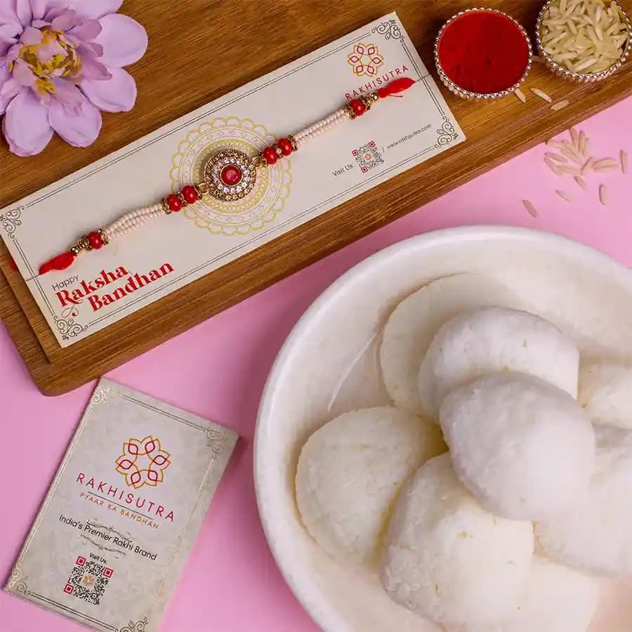 Designer Kundan Rakhi N Treat Combo