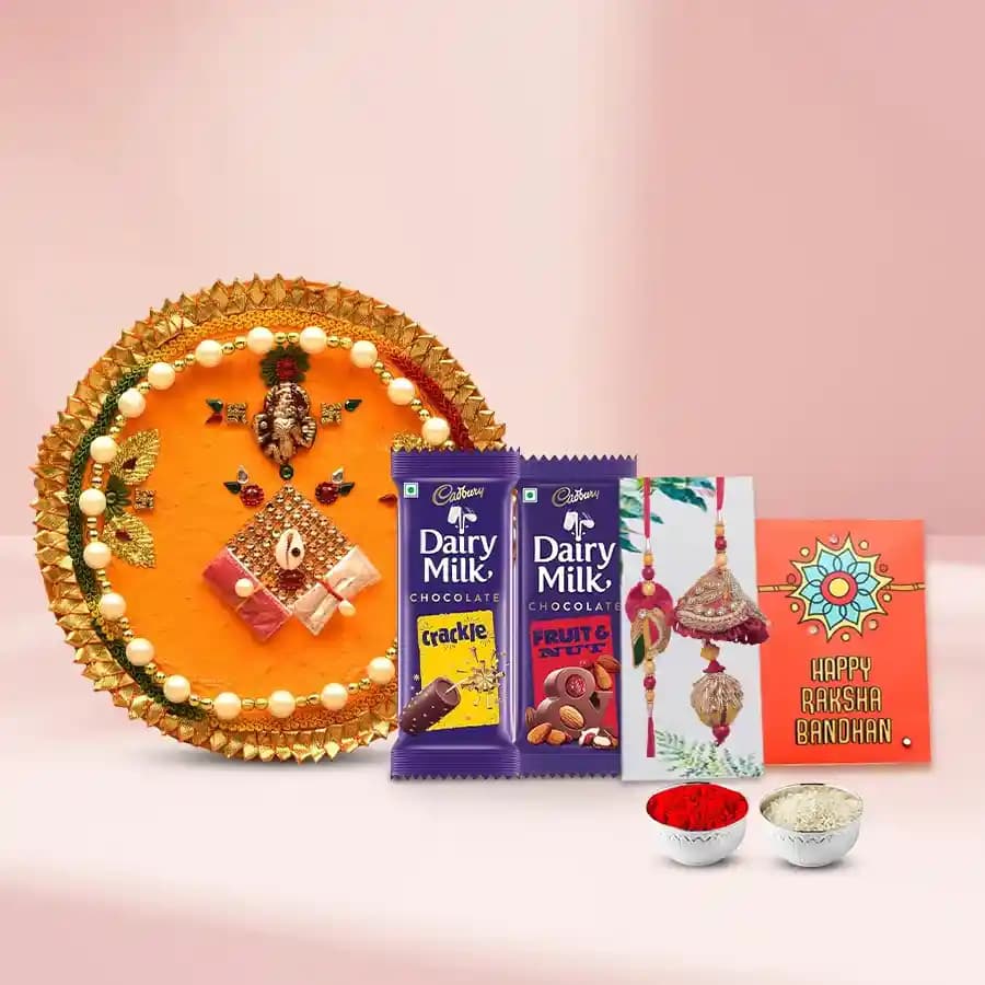 Traditional Rakhi Gift Set with Sweet Treats and Lumba