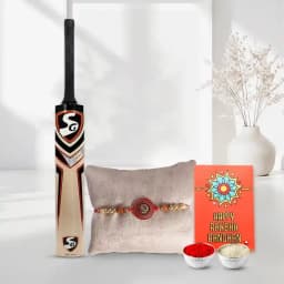 Cricket Delight: Bat & Rakhi Combo for Brothers 1