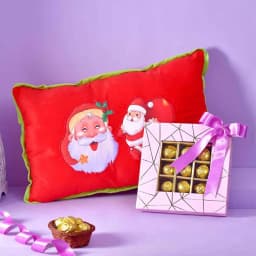 Cheerful Santa Pillow N Chocolate Treats 1