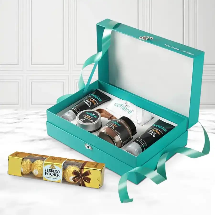 Ravishing Coffee Mood Skin Care Gift Kit with Ferrero Rocher Chocolate