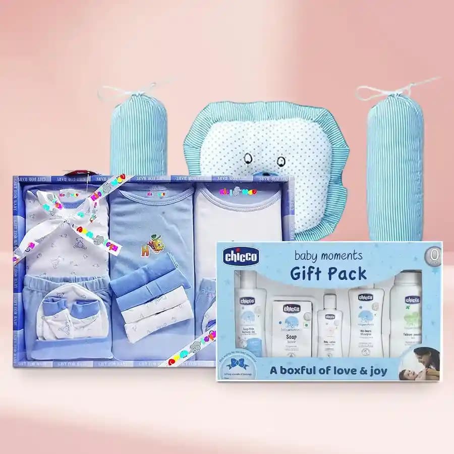 Charming Gift of Baby Dress N Chicco Gift Set with Pillows