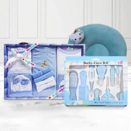 Lovely Blue Dress Set with Grooming Kit N Neck Supporting Pillow Combo 1
