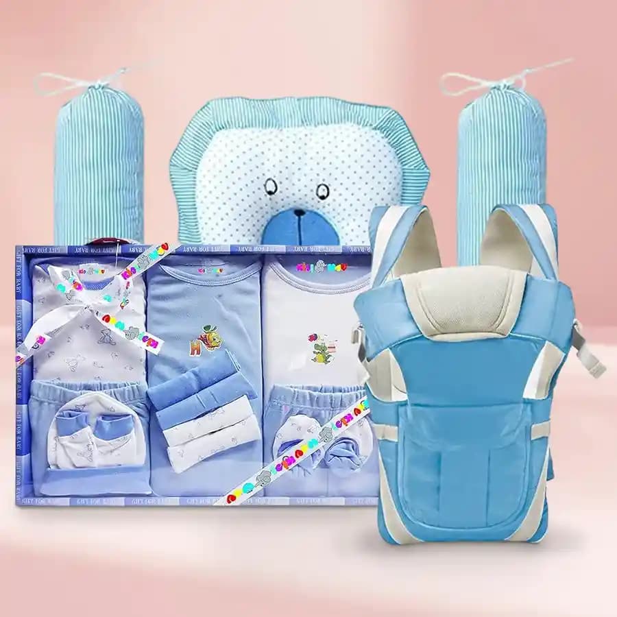 Wonderful Gift of Baby Clothing Set with Cotton Pillows N Baby Carrier