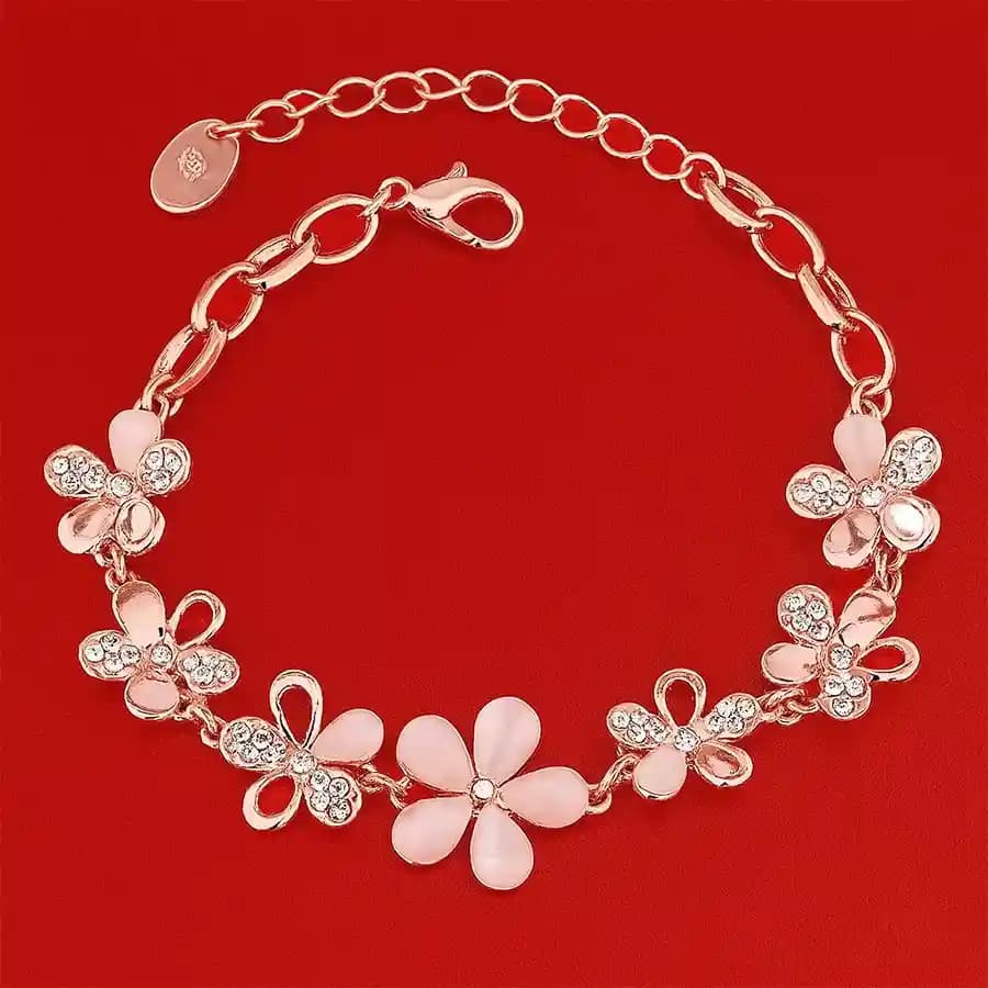 Gorgeous Floral Rose Gold Crystal Bracelet