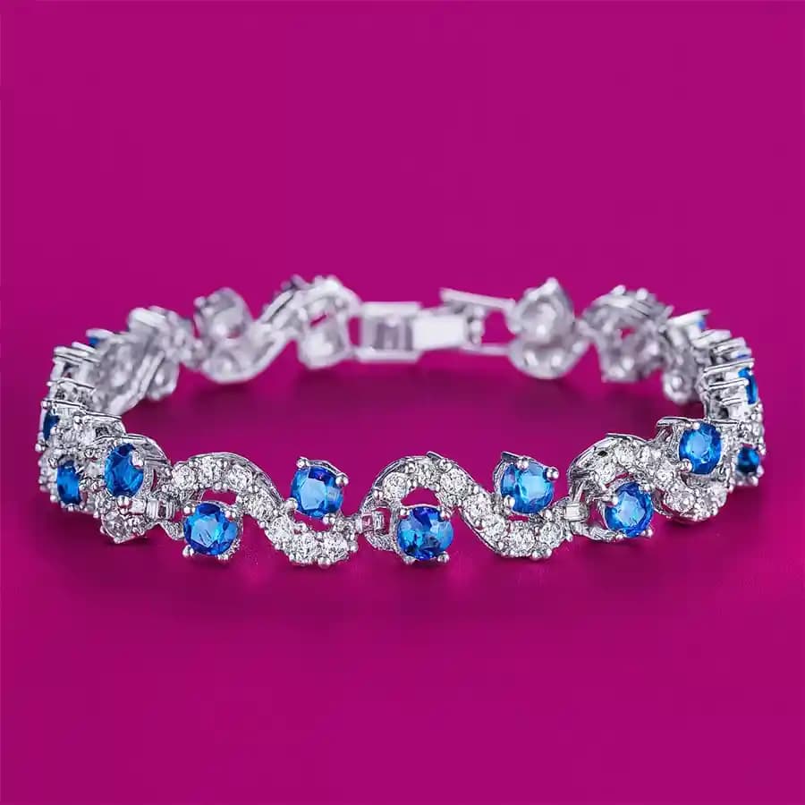 Vibrant Surprise - Silver Plated Blue Crystal CZ Bracelet