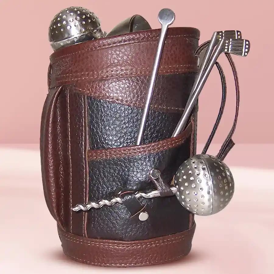 Beautiful Stainless Steel Golf Bar Set with Leatherette Bag
