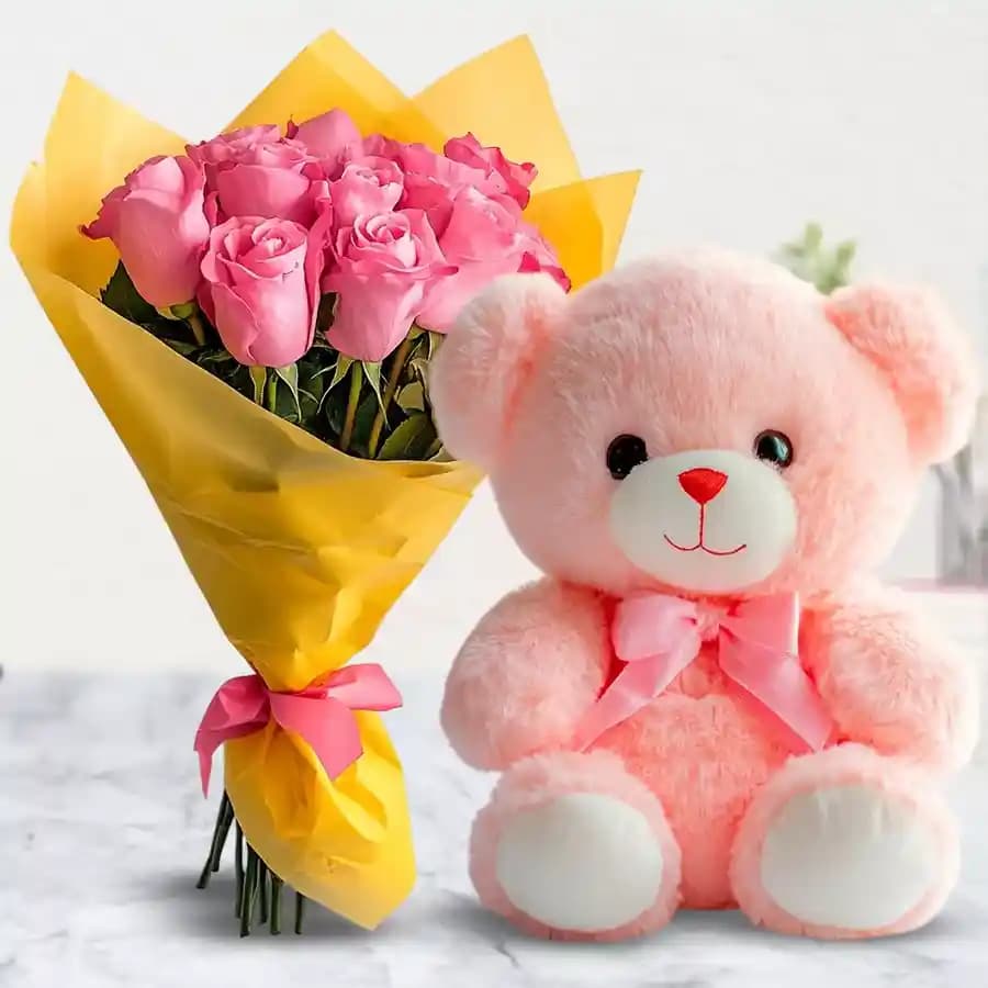 Blushing Flowers & Charming Bear Set