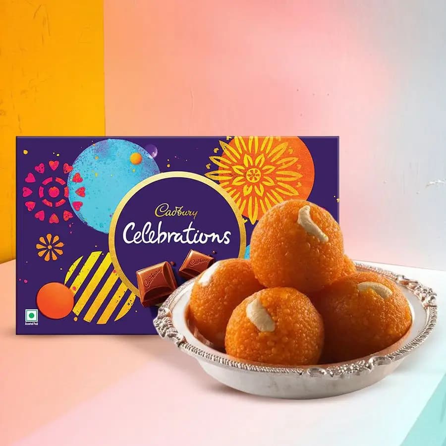 Combo of Cadbury Celebrations with Laddoo from Haldiram / Reputed Shop